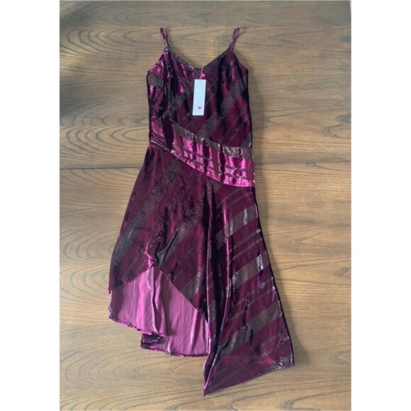 Parker Selma V-Neck Velour Asymmetrical Hem Dress Size 2 - Picture 3 of 7